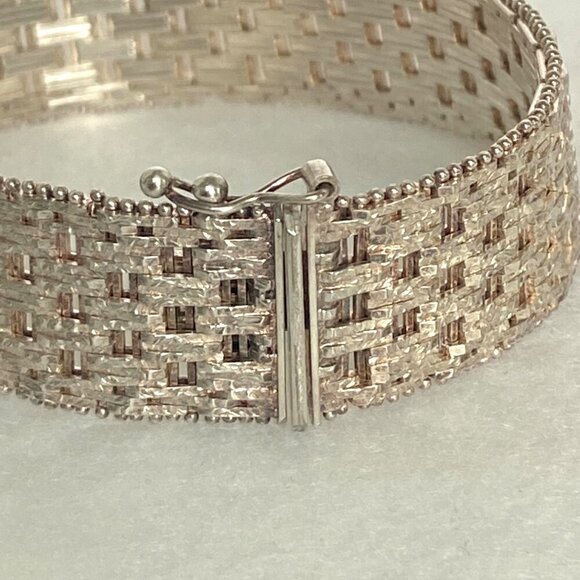 Italian Milor Sterling Silver 925 Heavy 16mm Wide Woven Riccio Bracelet 7.25" - Picture 9 of 16